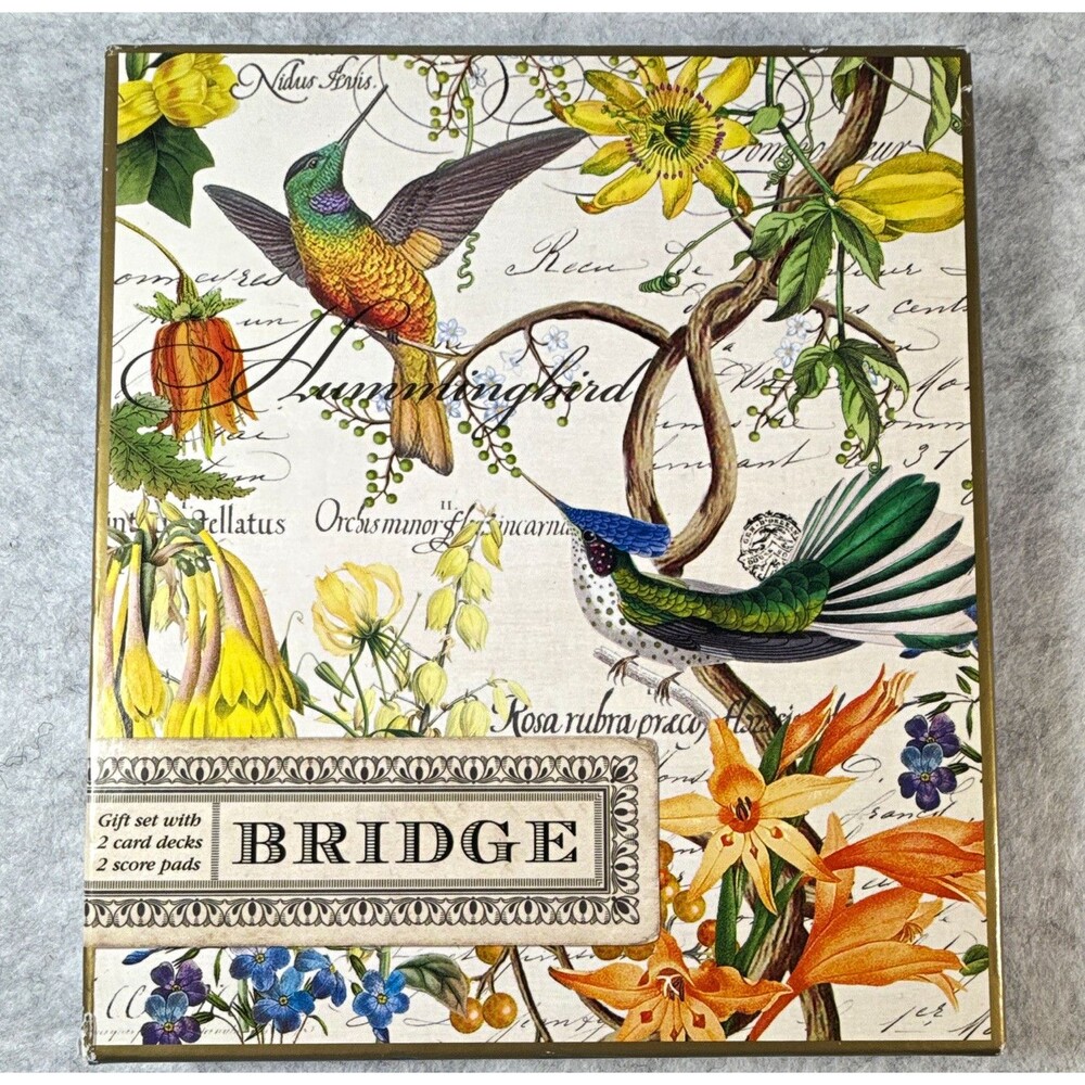 Michel Design Works Hummingbird Bridge Card Gift Set 2 Decks 2 Score Pads